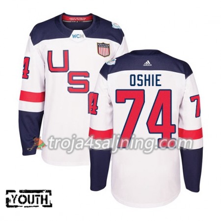 USA tröja T.J. Oshie 74 World Cup i ishockey 2016 Vit Premier - NHL Tröjor Barn USA tröja T.J. Oshie 74 World Cup i ishockey 2016 Vit Premier - NHL Tröjor Barn